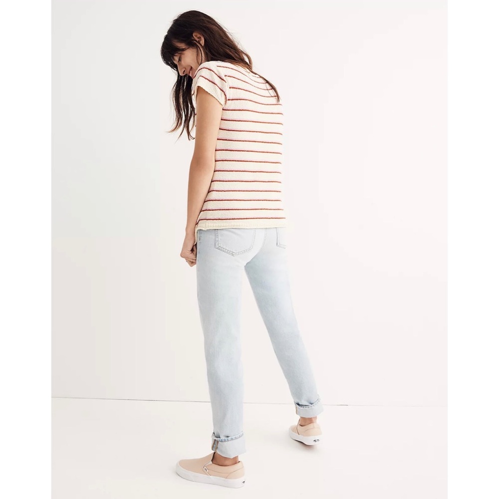 🍒BOGO🍒 Madewell Marin Sweater Tee in Stripe Retro Beige Pink - Picture 3 of 10